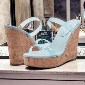 Jessica Simpson Tumile Double Strap Platform Wedge Sandals - 8.5M (Blue) -  New